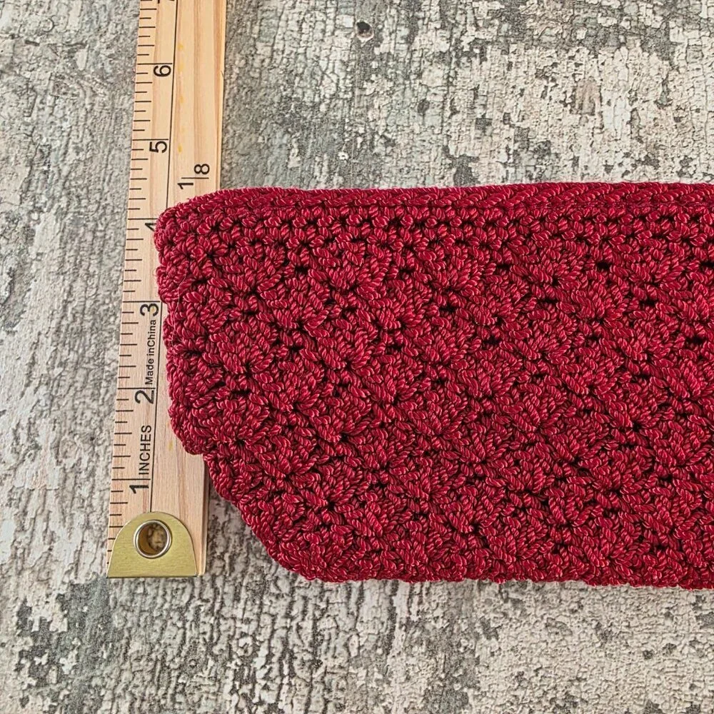The Sak Original Garnet Red Crocheted Zip Pouch Mini Bag